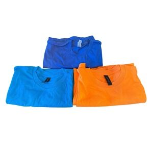 Gildan Ultra Cotton T-Shirt 3 Pack Royal Aqua Orange Tshirts M L XL Bundle